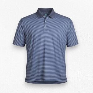 PGA Tour Slate Blue White Striped Golf Polo Short Sleeve Collared Shirt Size XL